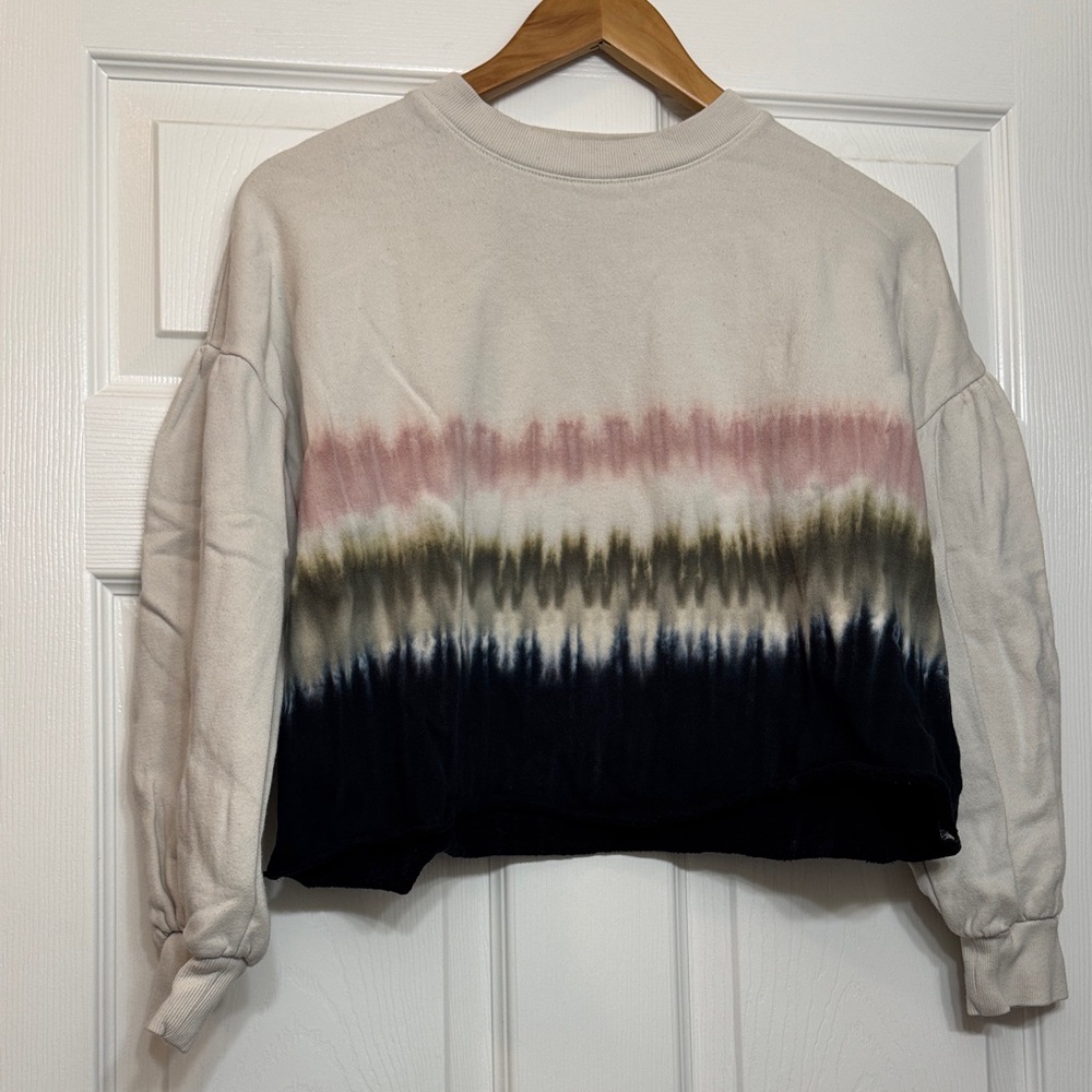 Z Supply Tie-Dye Cropped Sweatshirt - Cream, Pink, Blue